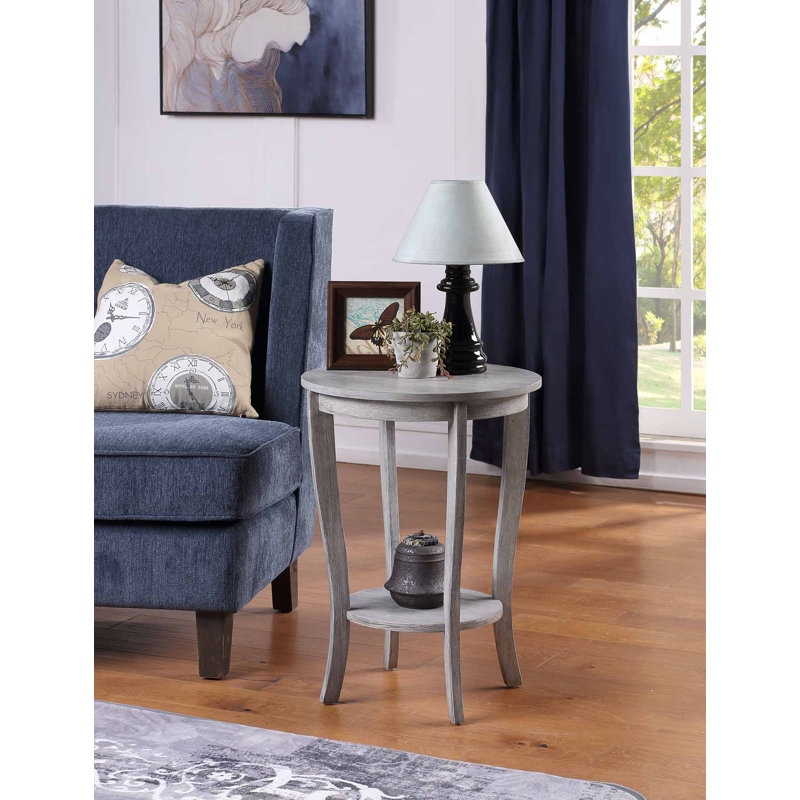Table de bout ronde Carbin, Gris clair métallique brossé