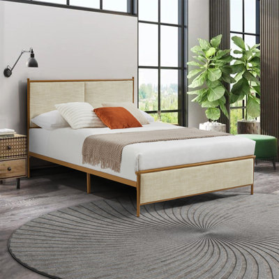Coryann Upholstered Slat Headboard Design Bed