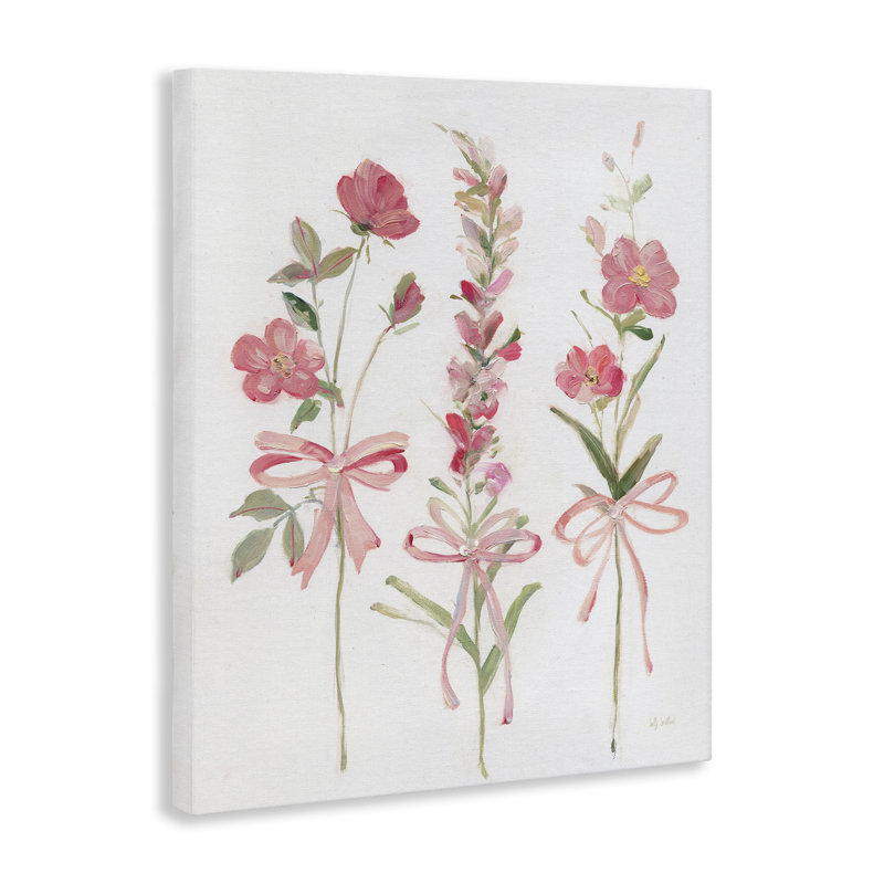 Toile rose pastel à motif floral rose, design par Sally Swatland, H 20 po x l 16 po