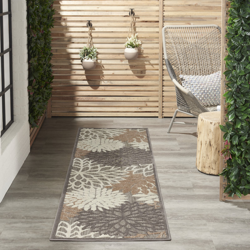 Tapis floral intérieur / extérieur Gean, Tapis de couloir 2 pi x 6 pi