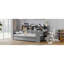 Lit simple gris avec lit gigogne, rangement et bureau d'étude-204900670