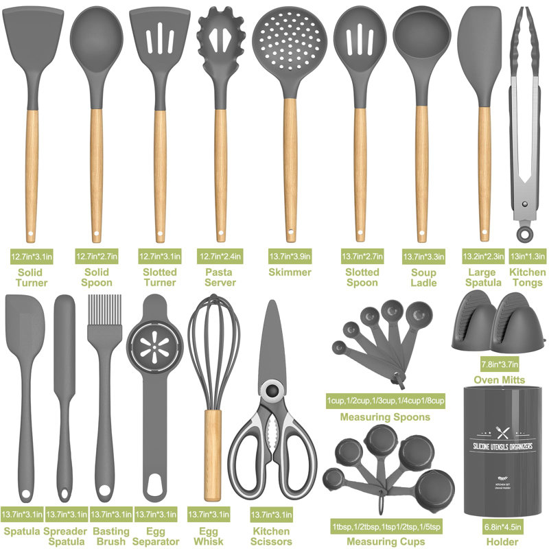 Ensemble d'ustensiles de cuisine 28 pièces Wuyi, Gris