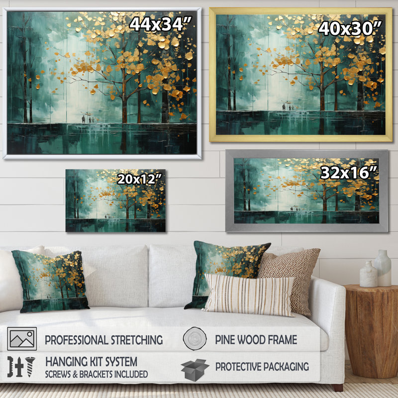 Auvent émeraude Bold Forest I - impression, H 34 po x l 44 po x P 1,5 po, Toile tendue