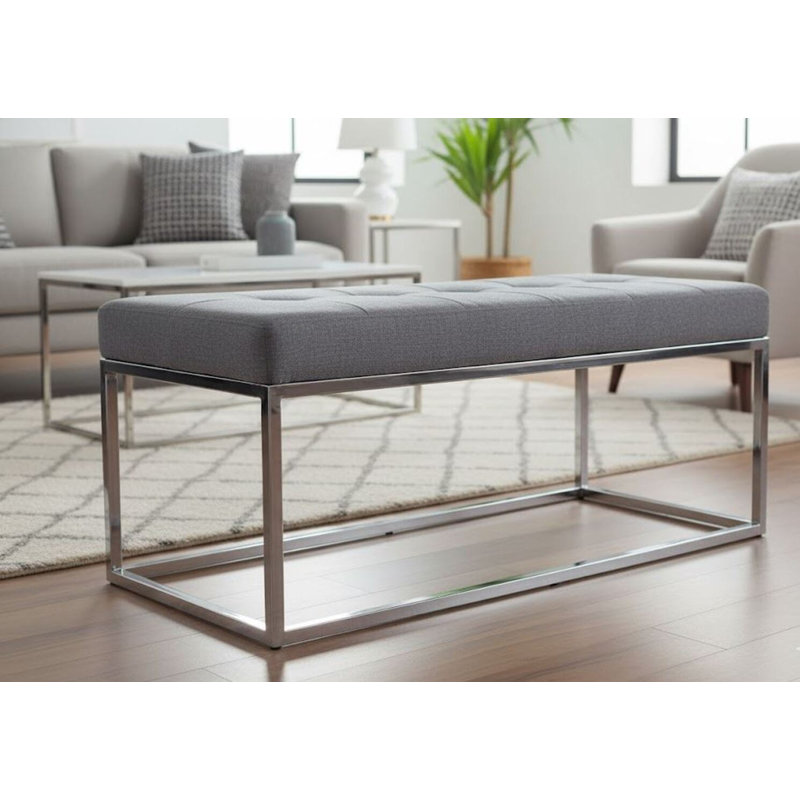 Aveline Chrome Upholstered Bench