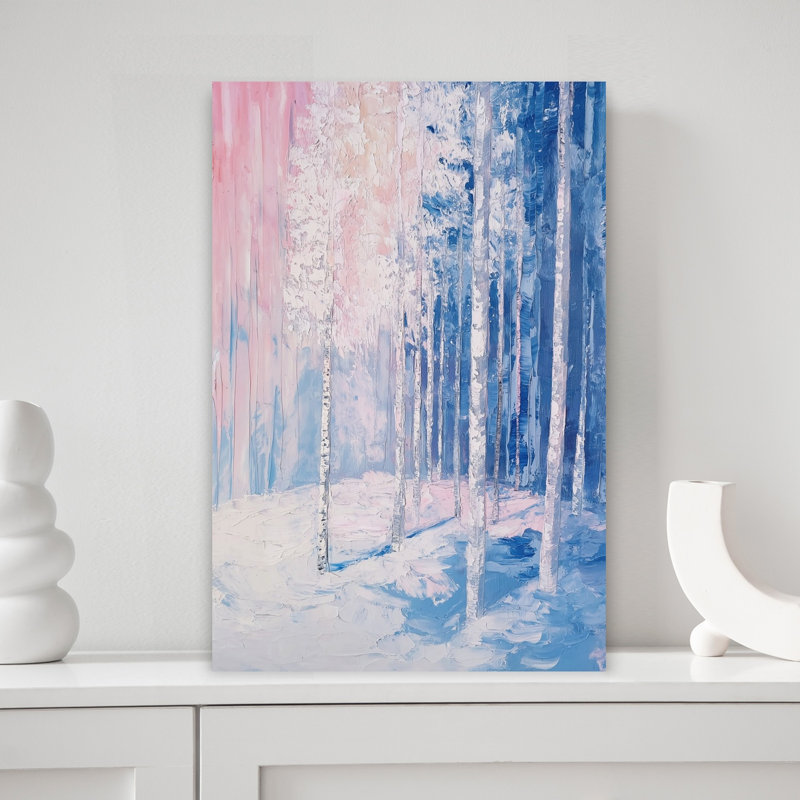 Art mural abstrait bleu et rose, 18" H x 12" W