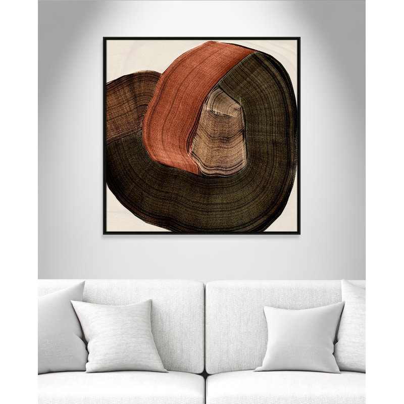 «Folded Earth II» par , L 37,5 po x H 37,5 po, Toile avec cadre, Flottant espresso