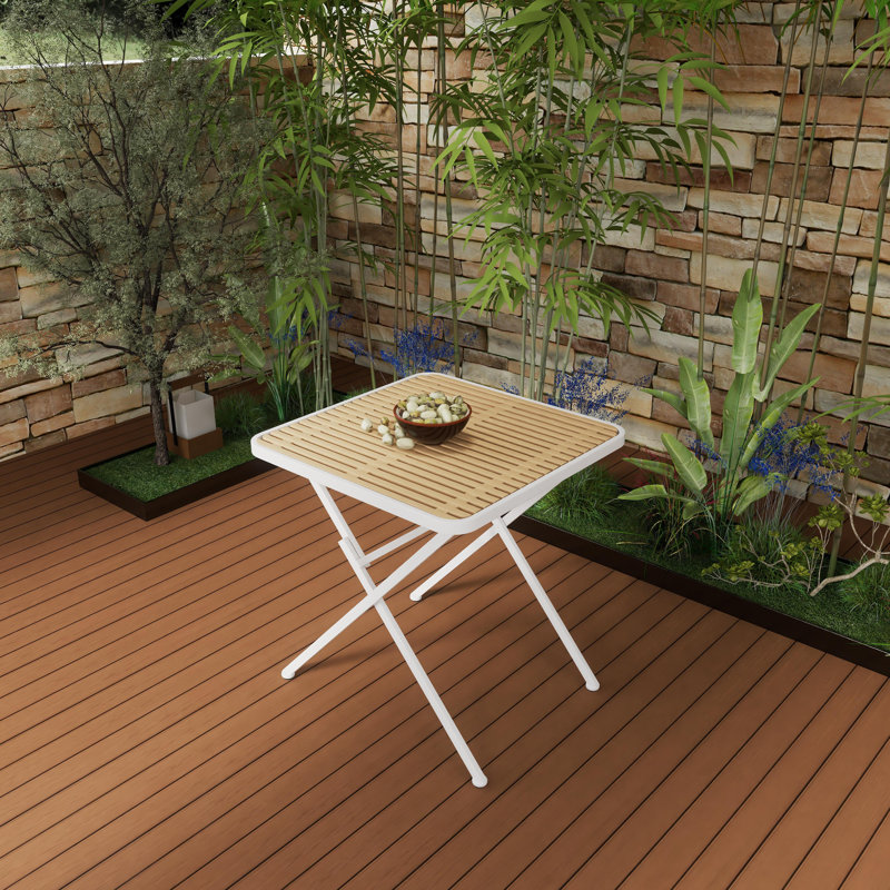 Modern Folding Polypropylene Square Table With Metal Legs, Indoor and Outdoor Multi-Functional Table