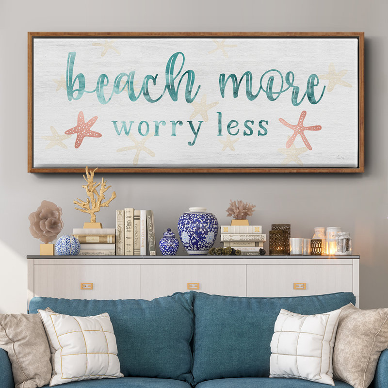 Beach More- Framed Canvas, 20" H x 50" W