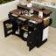 Îlot de cuisine roulant avec rangement, tablettes réglables, prise de courant, 3 tiroirs et comptoir de bar-302007948