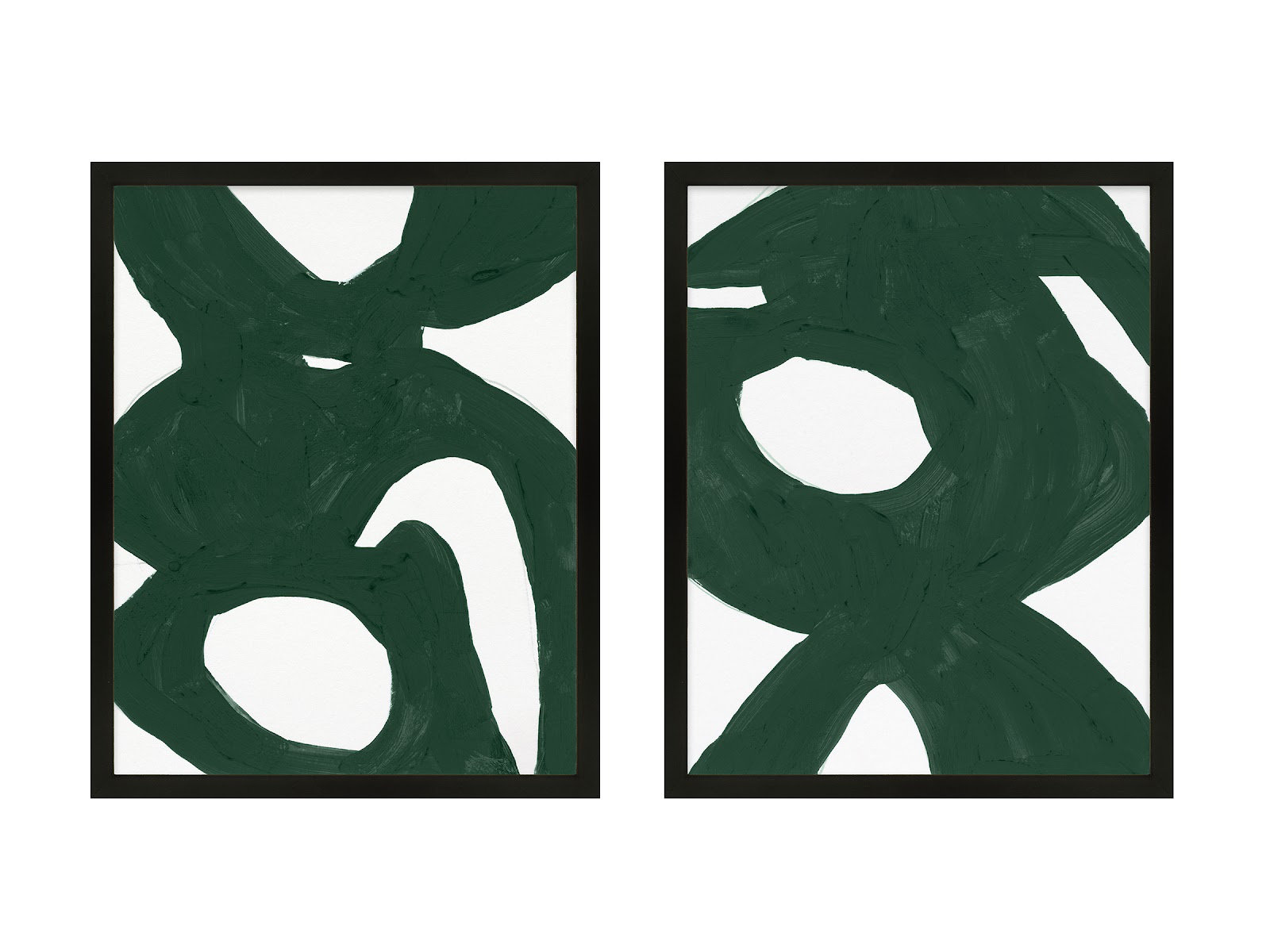 Goodall "Green Harmony" 2-Piece Painting Set, Black Framed, 38" H x 30" W