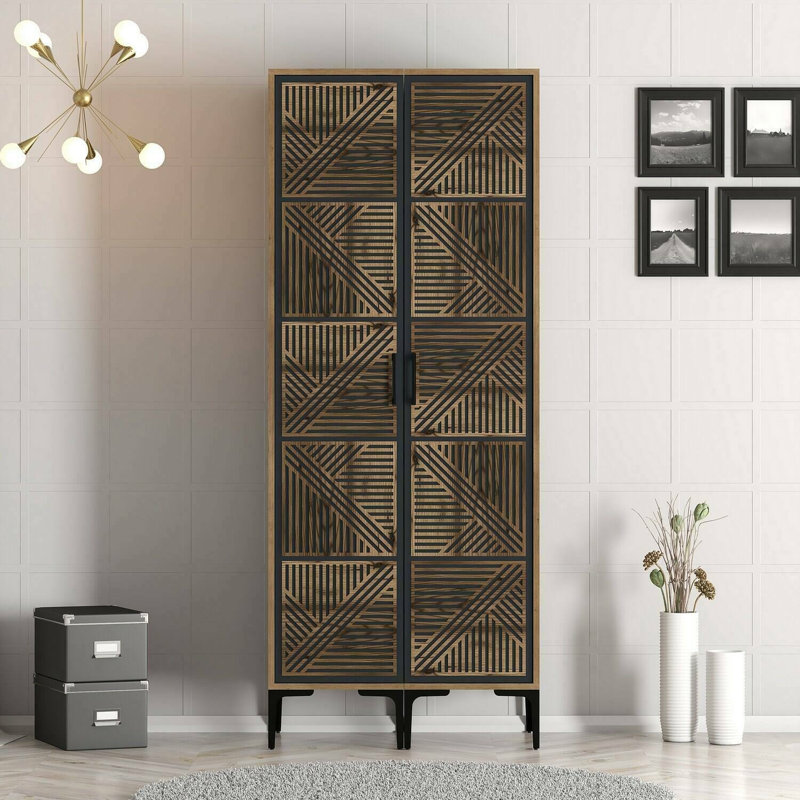 Heathrow Manufactured Wood Wardrobe, Walnut/Anthracite