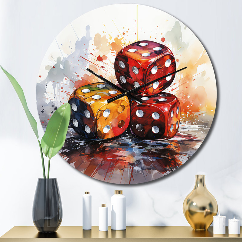Horloge murale en métal Casino Royale Dice IV, Moyenne