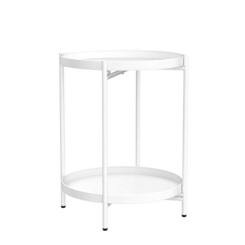 Bunow End Table, White, White