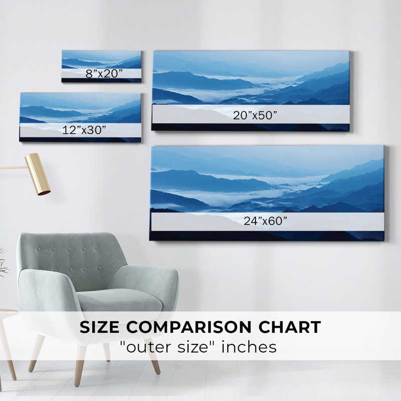 «Misty Mountains XIII» sur toile, H 12 po x l 30 po x P 1,5 po