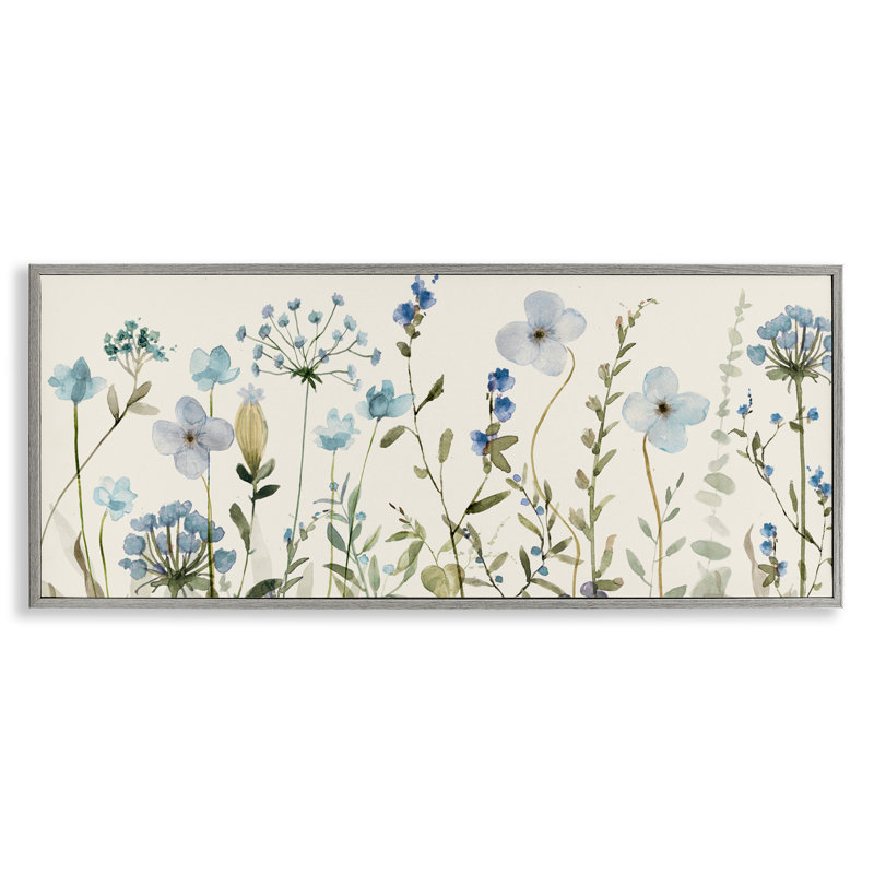 Art de giclée de jardin botanique bleu doux, design par Livi Finn, Estampe numérique Farmhouse, H 10 po x l 24 po