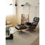 Chaise longue pivotante en cuir Mid-Century avec repose-pieds, coque en bois double face et base en aluminium-835085410