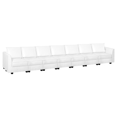 Ruell 7-Seater Air Leather Convertible Modular Sectional Sofa Sleeper Couch for Large Living Room