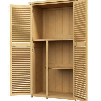 5' X 3' Yellow Wooden Outdoor Storage, With Asphalt Roof & Locked Doors - Your Gardening Equipment From Sunlight And Rain Garden Storage Shed Keep Area Neat, Tidy, Organized