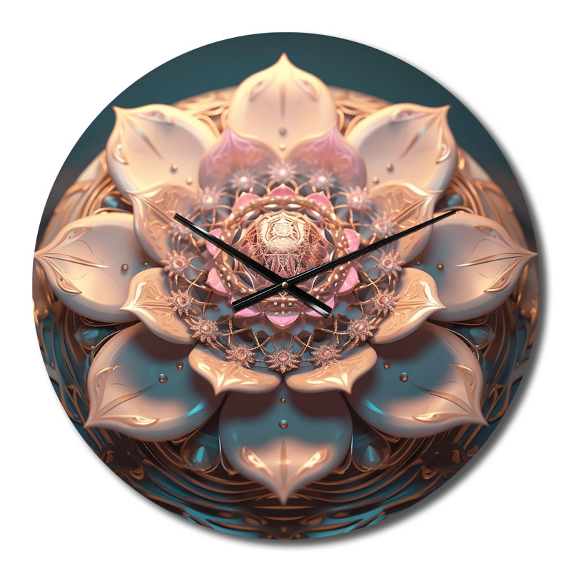Horloge murale exquise en or rose Lotus Mandala VI, Moyenne