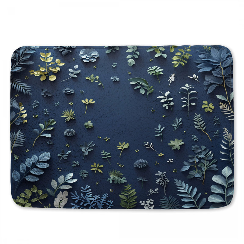 Tapis de bain feuille à motif scandinave, L 24 po x L 17 po