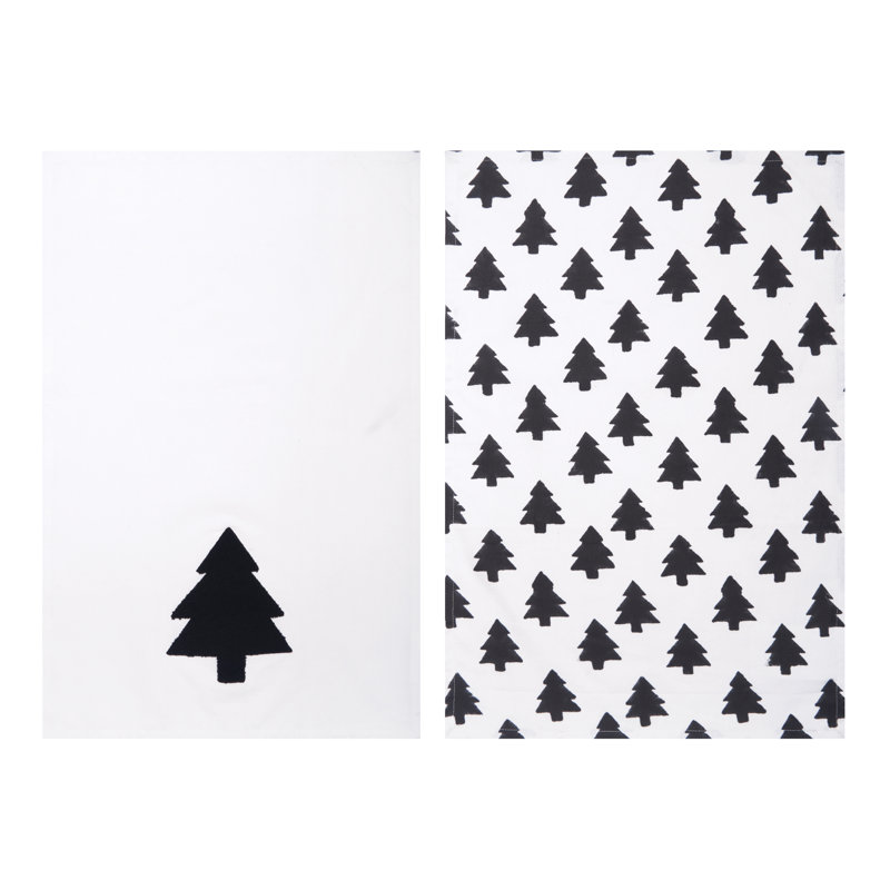 Ensemble de 2 serviettes noires et blanches
