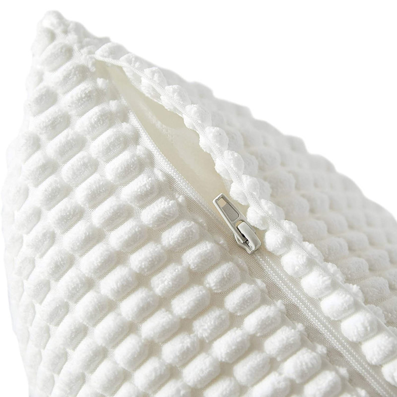 Housse de coussin carré à carreaux, 20 po x 20 po, Blanc
