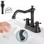 Robinet de lavabo de salle de bain 4 po avec 2 poignées et bonde escamotable noire-100864995