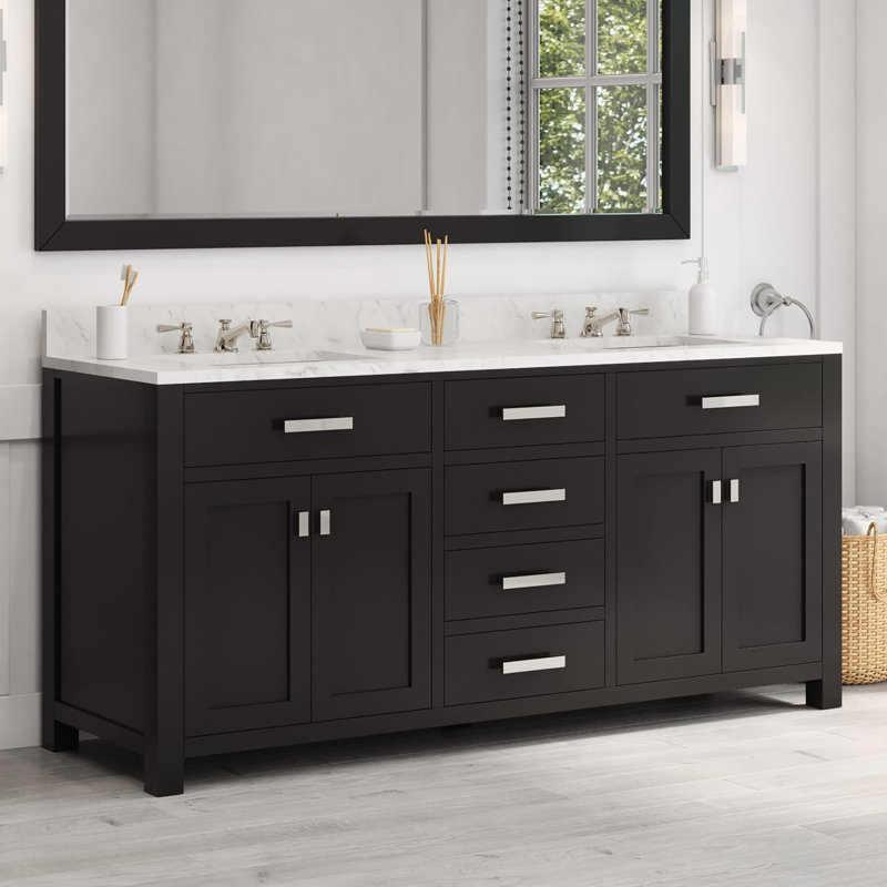 Minnetrista Bathroom Vanity with Marble Top, Espresso, Chrome