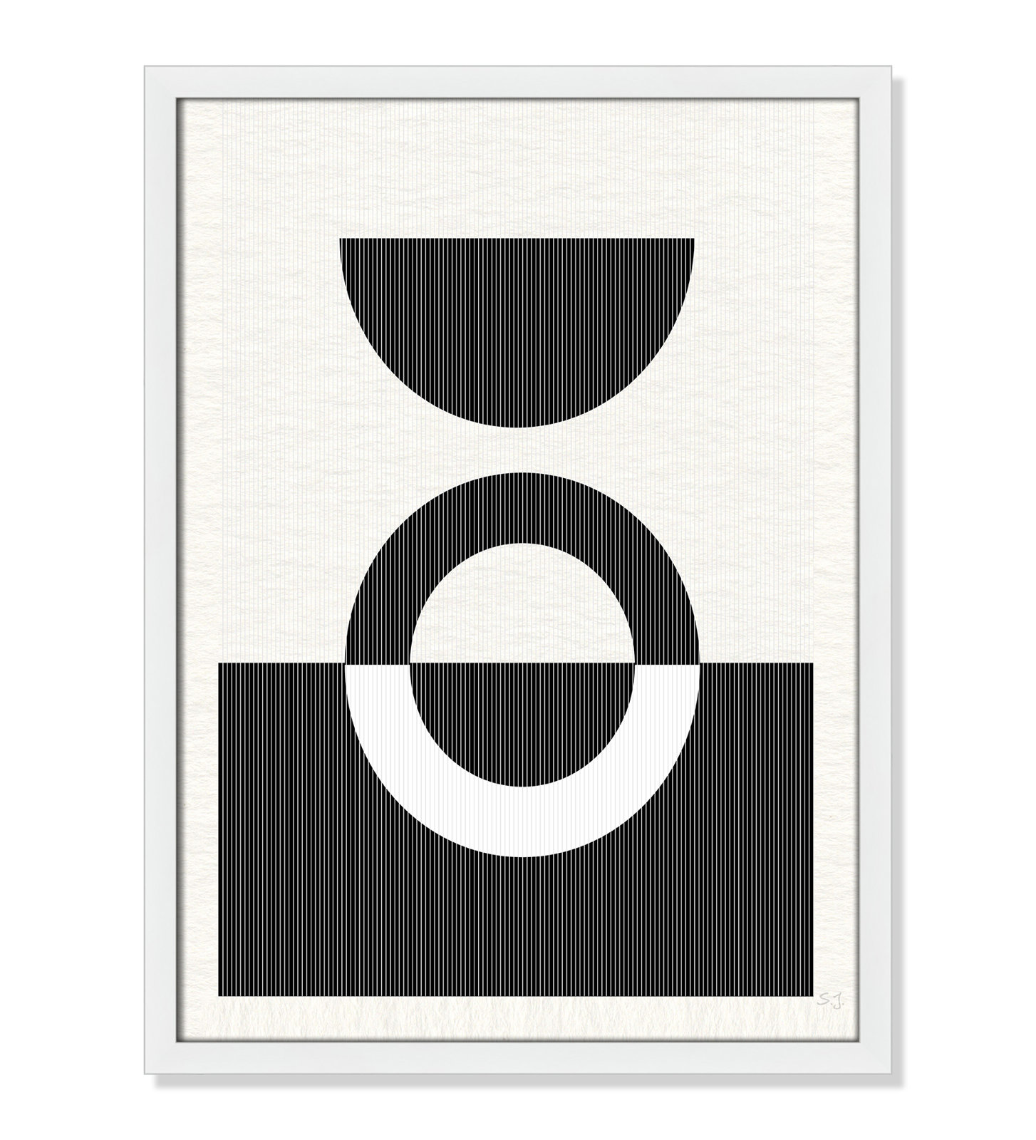 Eclipse III, 23" H x 17" W x 0.75" D, Satin White Framed