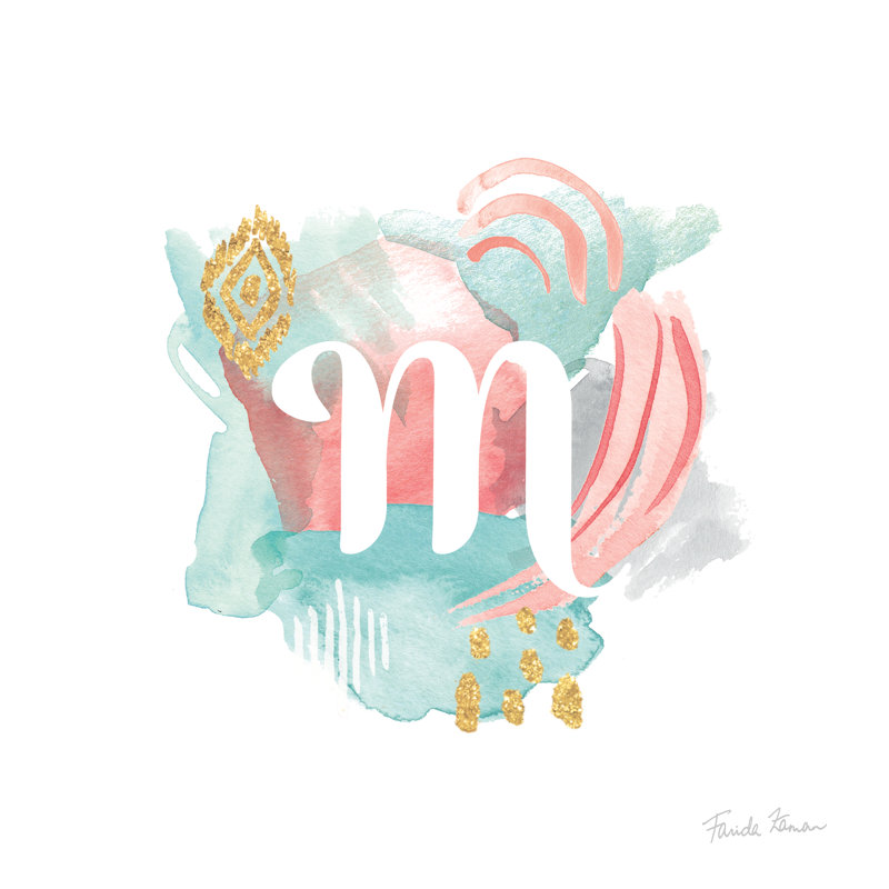 " Abstract Monogram M " by Farida Zaman, 12" H x 12" W, No, Wrapped Canvas