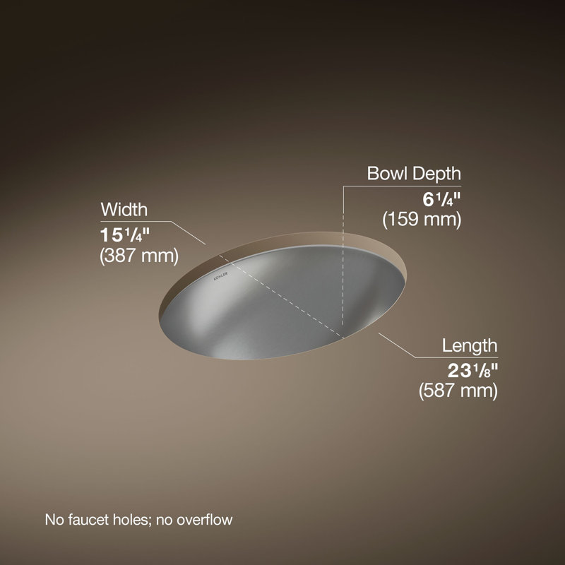 Rhythm Metal Oval Undermount Bathroom Sink, Satin