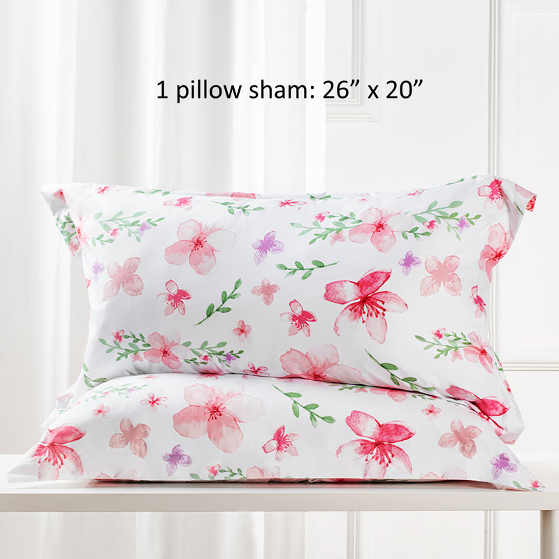  Ensemble de housse de couette réversible Floral, Housse simple et 1 taie décorative