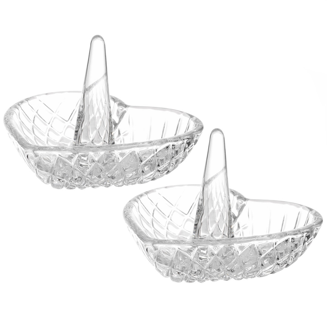 Glass Heart Jewelry Ring Holder (Set of 2) Rosdorf Park