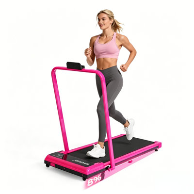 Adjustable Incline Under Desk Walking Pad with Handle, Foldable Quiet Treadmill with LED Display for Home & Office