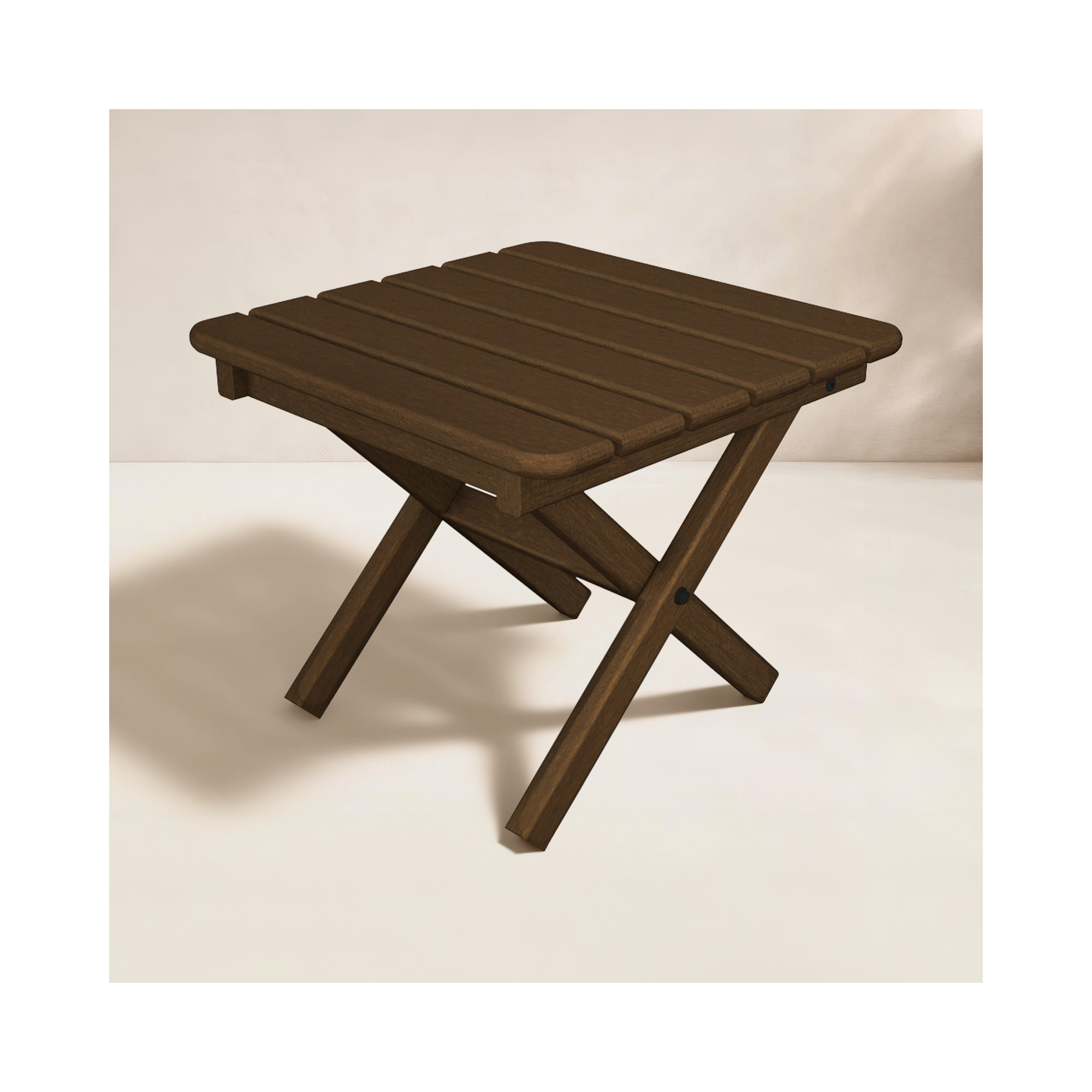 POLYWOOD Square 18" Folding Side Table, Teak