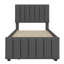 Lit simple avec lit gigogne escamotable et 3 tiroirs de rangement en dessous, lit plateforme simple tapissier en lin-1502942659