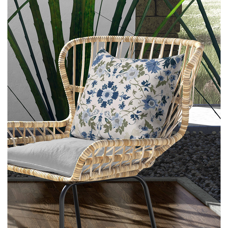 Coussin intérieur / extérieur Moonlit Blossoms, Square 16", Blue/Green
