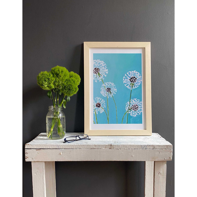 Dandelions On Aqua Painting by Jessica Hollander, 19" H x 13" W x 0.1" D