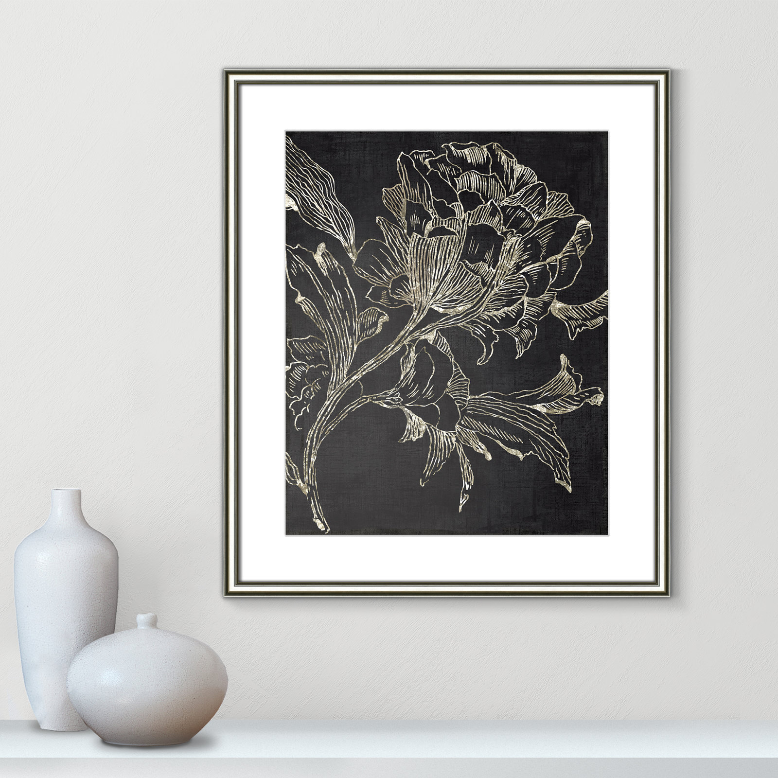 Clarendon "Golden Flower Folklore I" Print, 26.75" H x 22.75" W, Silver Framed