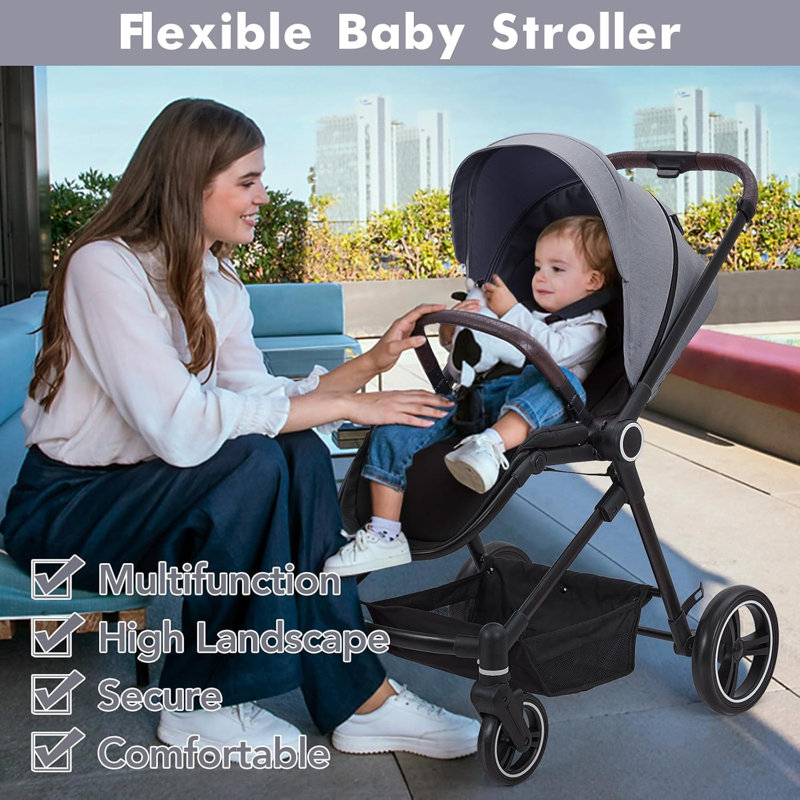 Compact Travel Stroller Pushchair – Lightweight One-Hand Fold, Airplane Cabin Approved, Large Basket, Adjustable Recline & 5-Point Harness – From Birth to 22kg (4 Years)