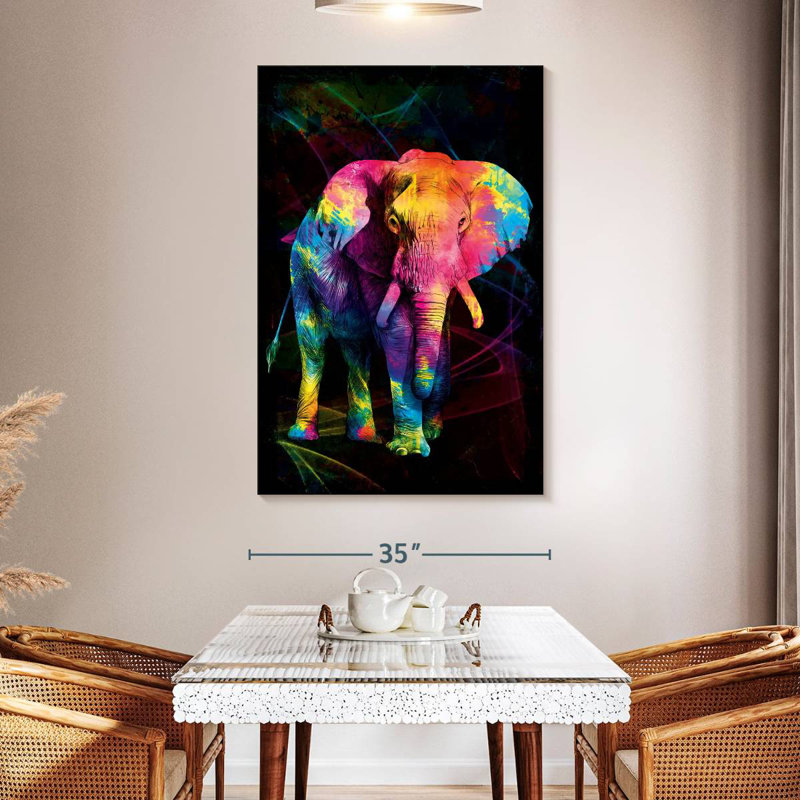 Couleurs d'éléphant d'Afrique Brampt, H 51 po x l 34 po