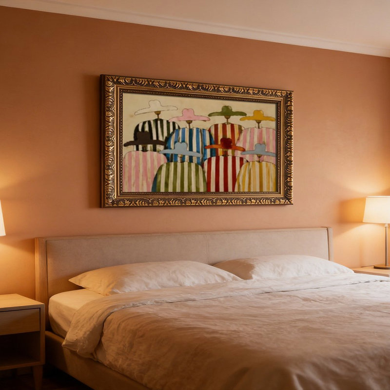 Cadre mural rétro à rayures - cadre décoratif doré pour art., L 24 po x l 36 po