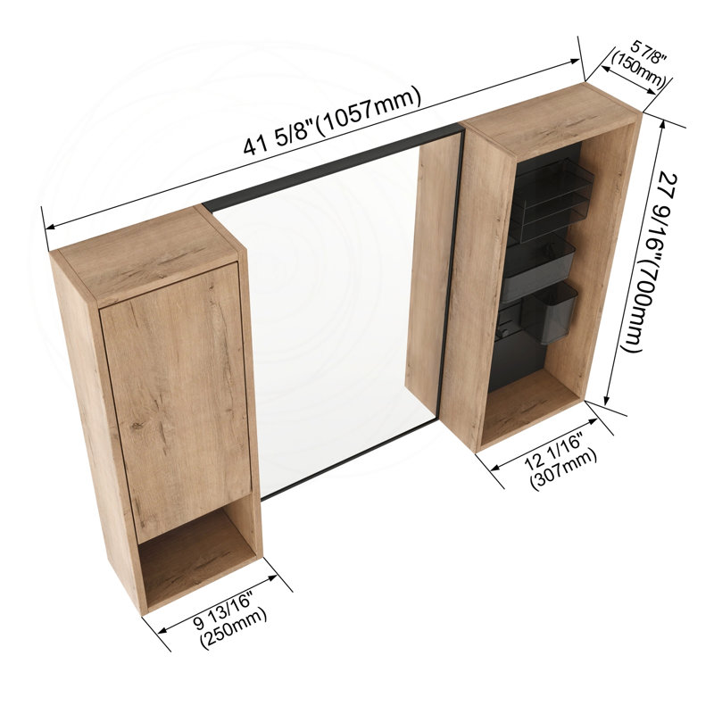 Armoire de salle de bain avec miroir 41,6 po