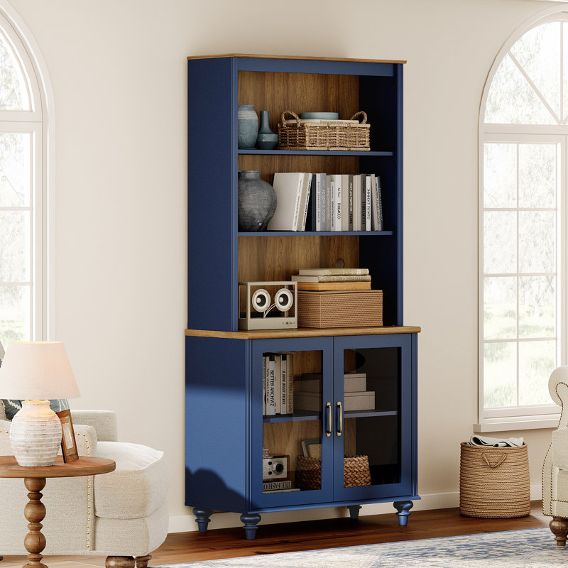 Bibliothèque Corretta blanche avec 2 tablettes ouvertes, 33,9 po de largeur (sans armoire et doit être jumelée à la partie inférieure de la série Corretta)