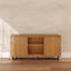 Meuble télé / buffet moderne 2 portes avec tablette centrale (59 x 16 x 30 po), pacane-1713719161-1713719160