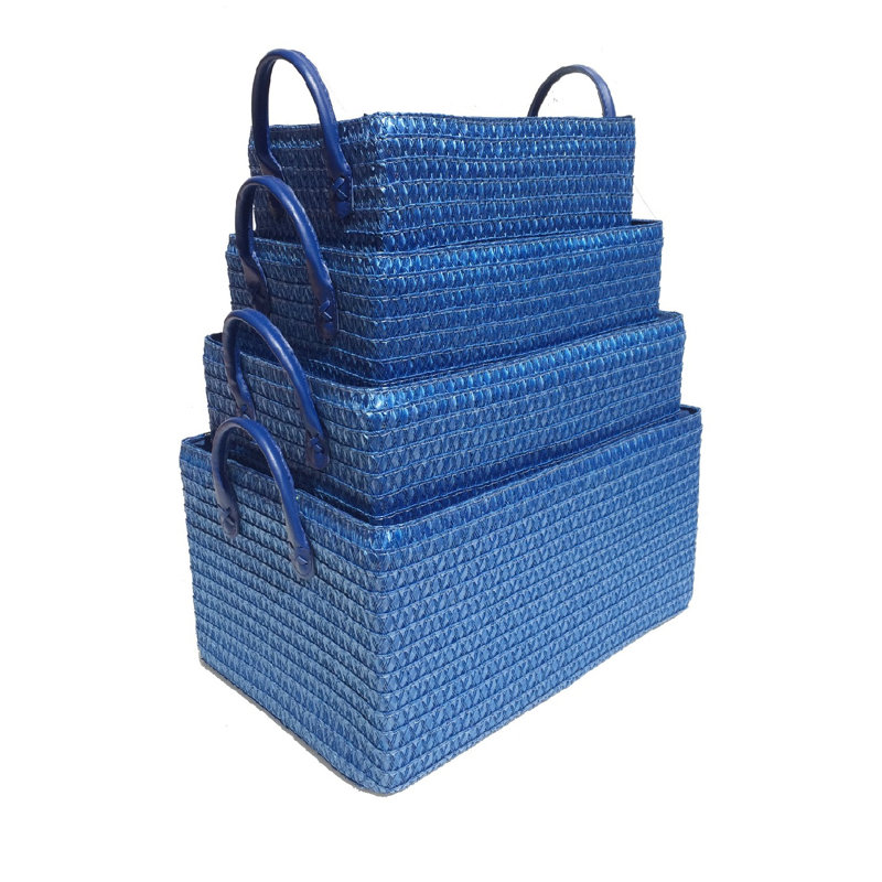 Rebrilliant Agarwal Fabric Decorative Basket, Blue, 14cm H x 26cm W x 17cm D