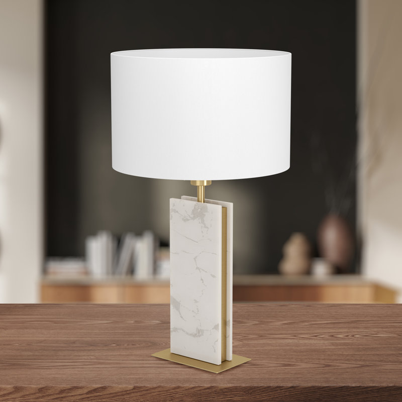 Steel Novelty Lamp, Antique Brass, White