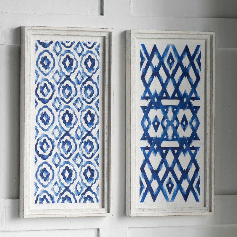 Ensemble de 2 sculptures suspendues bleues et blanches