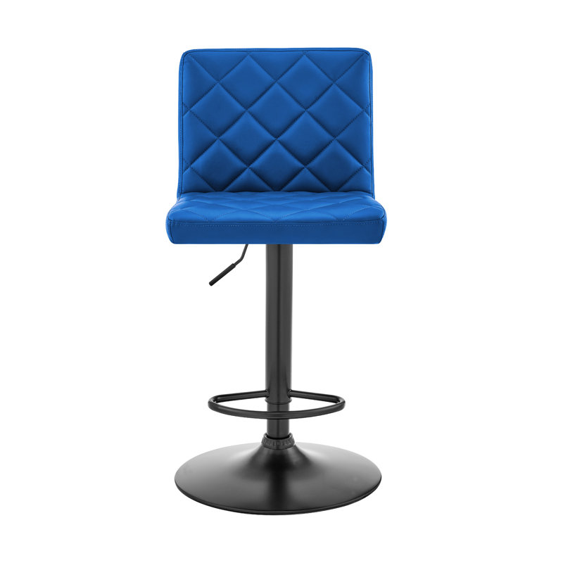 Tabouret de bar pivotant en similicuir, Bleu / Noir