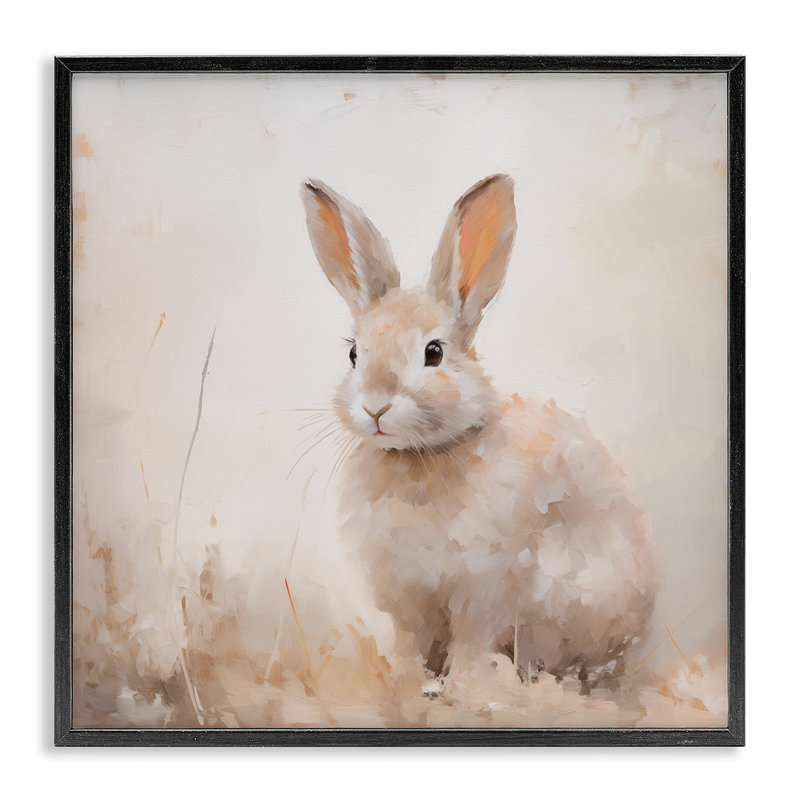  Neutral Gazing Bunny Giclee Art by Arlington Prints, Midnight Black Framed Giclee, 12" H x 12" W